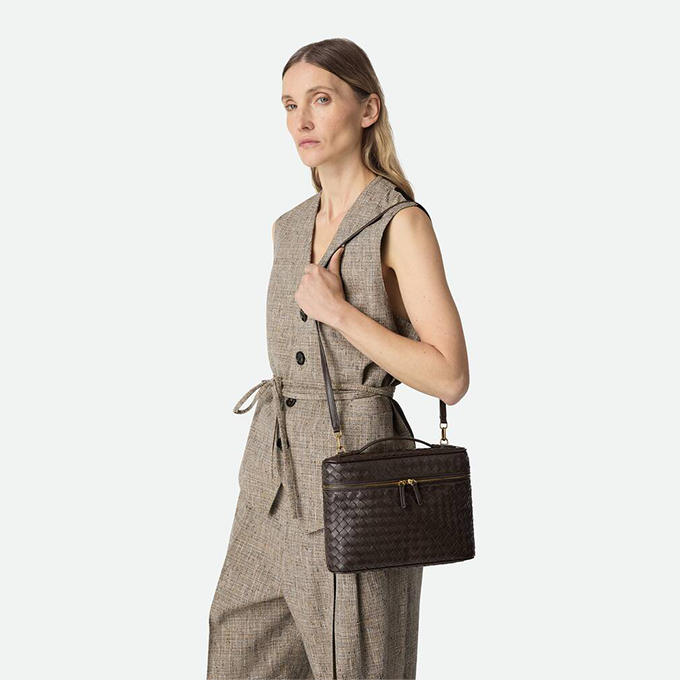 bottega veneta soft vanity rectangular woven leather crossbody case #843819